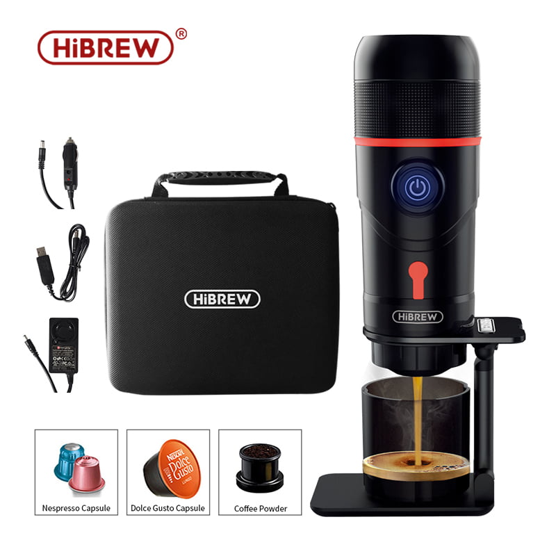  HIBREW Portable 3-in-1 Multi-Function Electric Espresso Maker  for Vehicle, Travel Compatible with Nes* Original Pod, DG* Pod, Ground  Coffee (Premium Model): Home & Kitchen